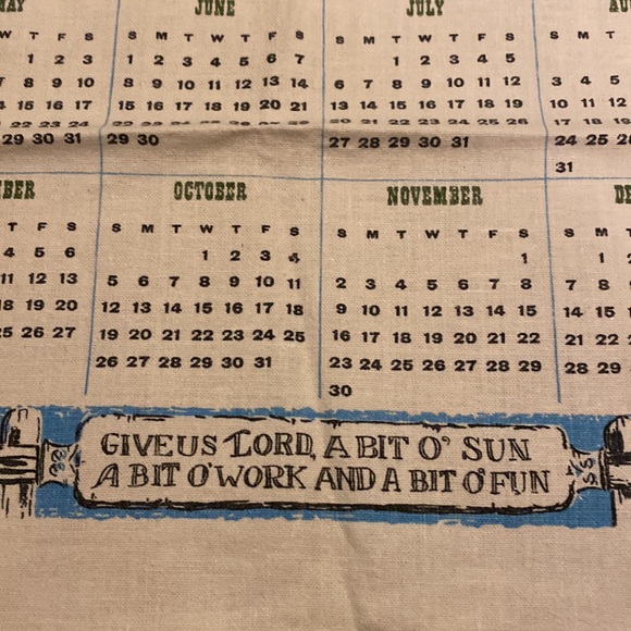 Vintage Linen Calendar Tea Towel Country Church 1969 - Picture 2 of 6